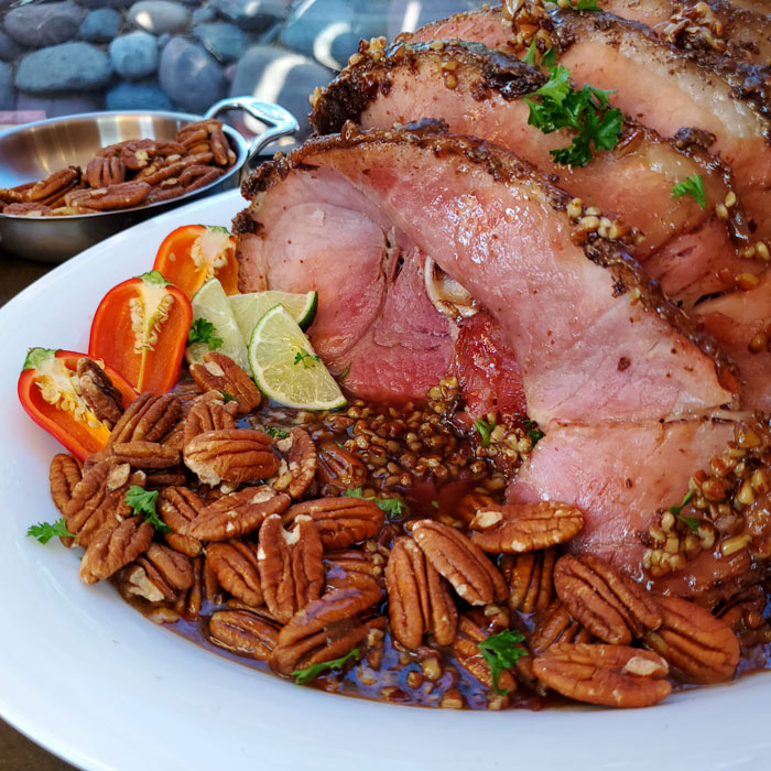 Pecan crusted ham recipe with maple-pecan glaze